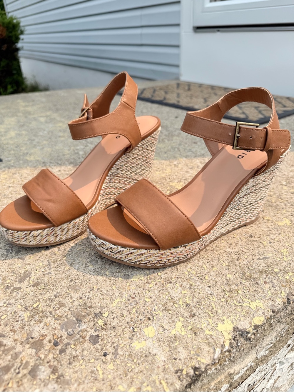 Women’s Tan Espadrille Wedge Sandals with Ankle Buckle